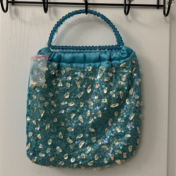 Blue Sequin Night Out Bag - Picture 2 of 15